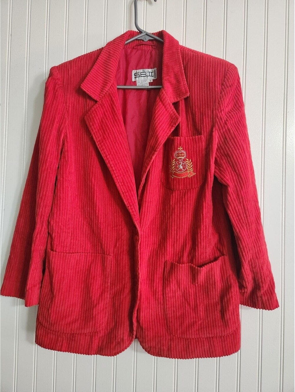 S.B.II by Bitterman Red Corduroy Blazer Women's S Jacket Cotton Lined School
